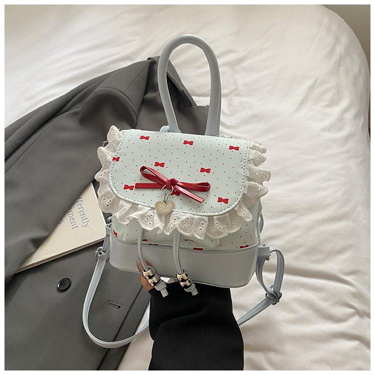 Korean version of fashionable girl style portable small bag 2025 new lace lace high value casual backpack
