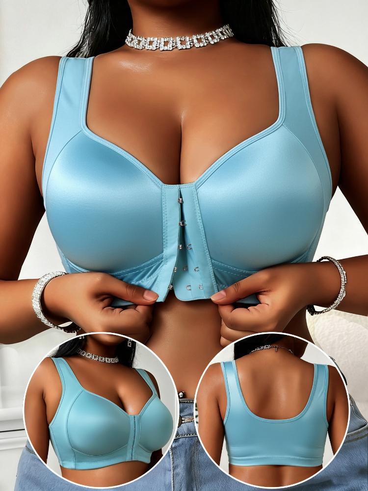 Front-fastening Plus Size Bra Push Up Sports Vest Bra Wirefree Underwear 0XL-4XL