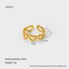 European and American hollow love irregular stainless steel open ring plain ring plated 18k gold geometric ring niche advanced