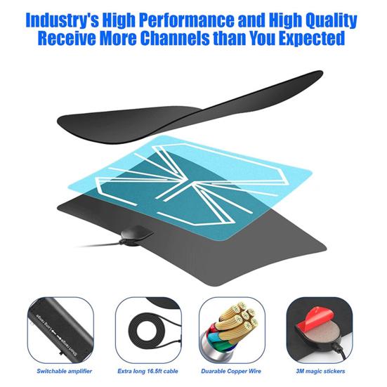 1 Set 3600 Miles TV Antenna HD-compatible Transmission Wide Range High Gain High-resolution Stable Output Signal Reception with Amplifier