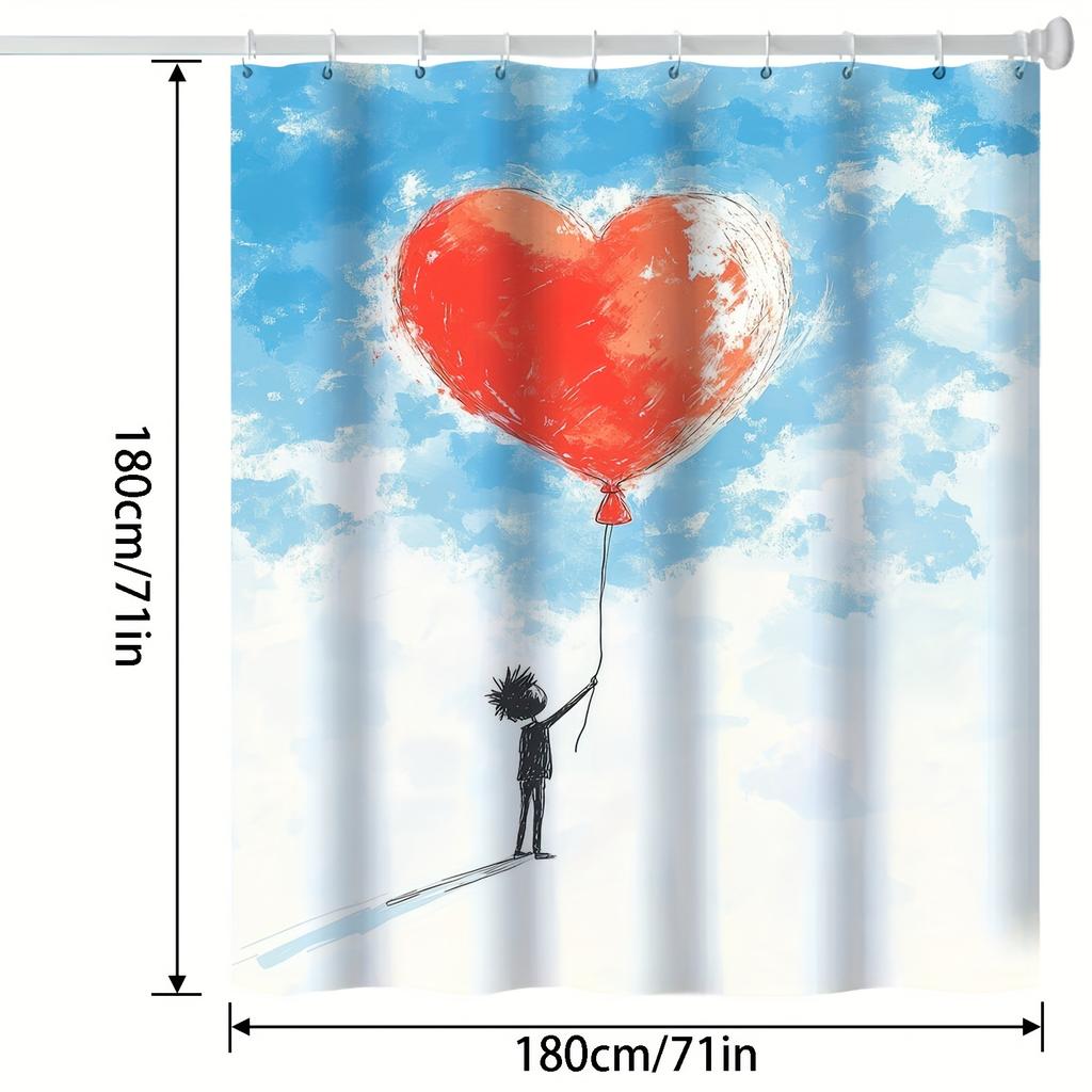 1Pc Aesthetic Trend Digital Artwork Impressive Pattern Bathroom Decoration Digital Printed Shower Curtain