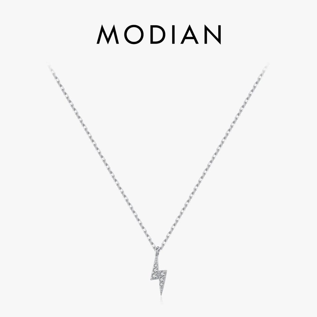 MODIAN 925 Sterling Silver Tiny Lightning Pendant Necklace Stackable Trendy Neck Chain For Women Girls Party Gift Fine Jewelry