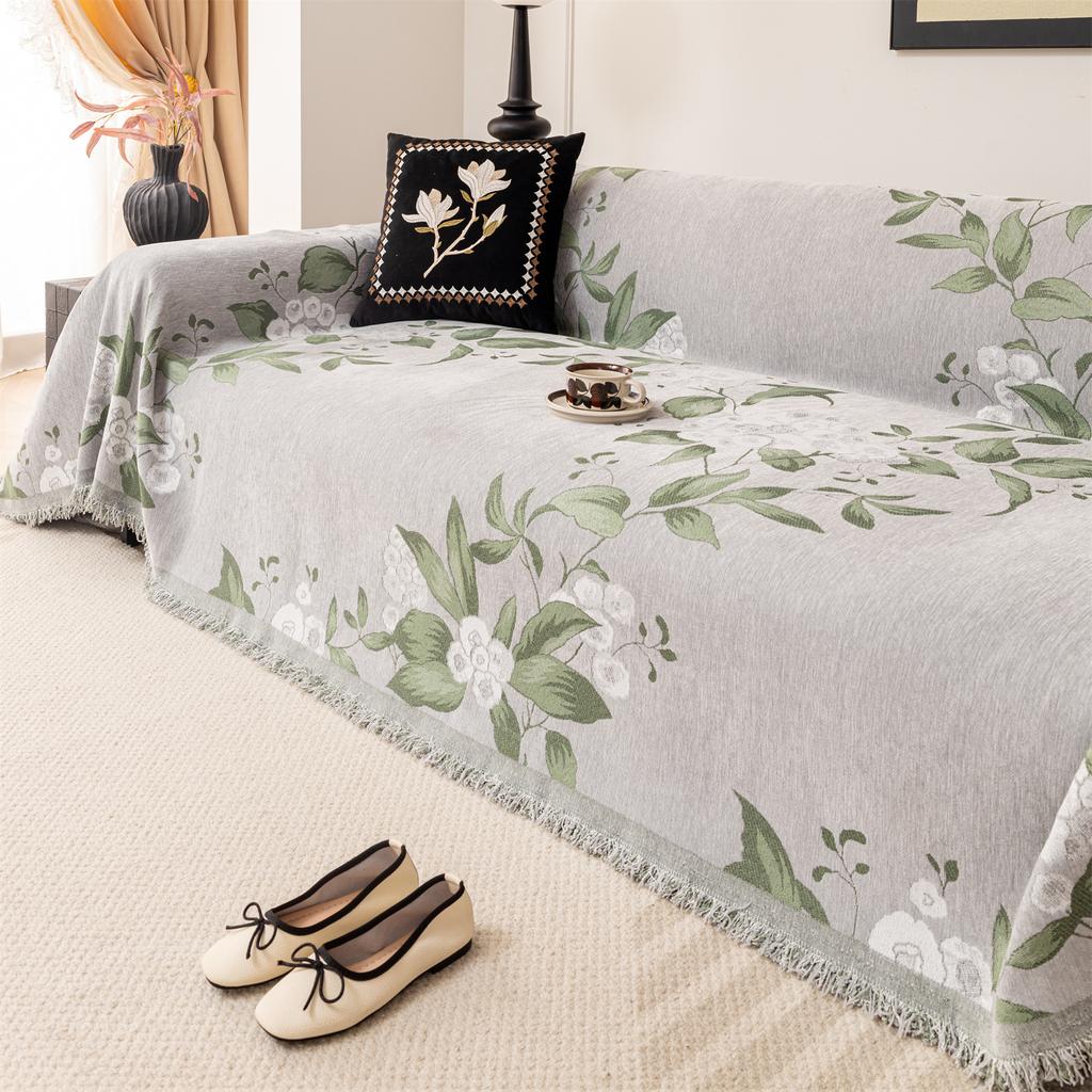 Blumen Jacquard Vier Jahreszeiten Schweres Chenille Sofa Handtuch mit Fransen Anti-Katzenkratzer Universal Sofa Decke Bezug Mehrfachverwendung