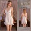Beautiful yarn new pure desire nightdress with chest pad sweet fungus edge suspender pajamas deep V sexy loungewear nightdress