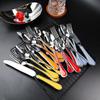 Enamel Color Western Food 304 Stainless Steel Tableware Set Stainless Steel Knife, Fork and Spoon Five-piece Set Steak Knife and Fork