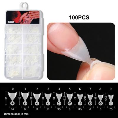 Moule à ongles de Style français sans polissage, utile, demi-faux conseils d'art pour femmes, 100 pièces/boîte