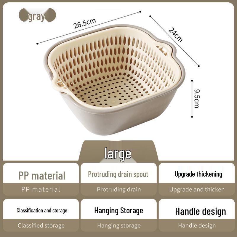Dual-Layer Vegetable Washing and Drain Basket: Kitchen & Living Room Fruit and Vegetable Colander.