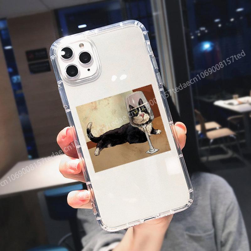 Hot Funny Cat Photo Transparent Phone Case for IPhone 13 12 Pro Max 11 XR XS X 8 7 14 Plus Couple Soft Silicone Cover Fundas