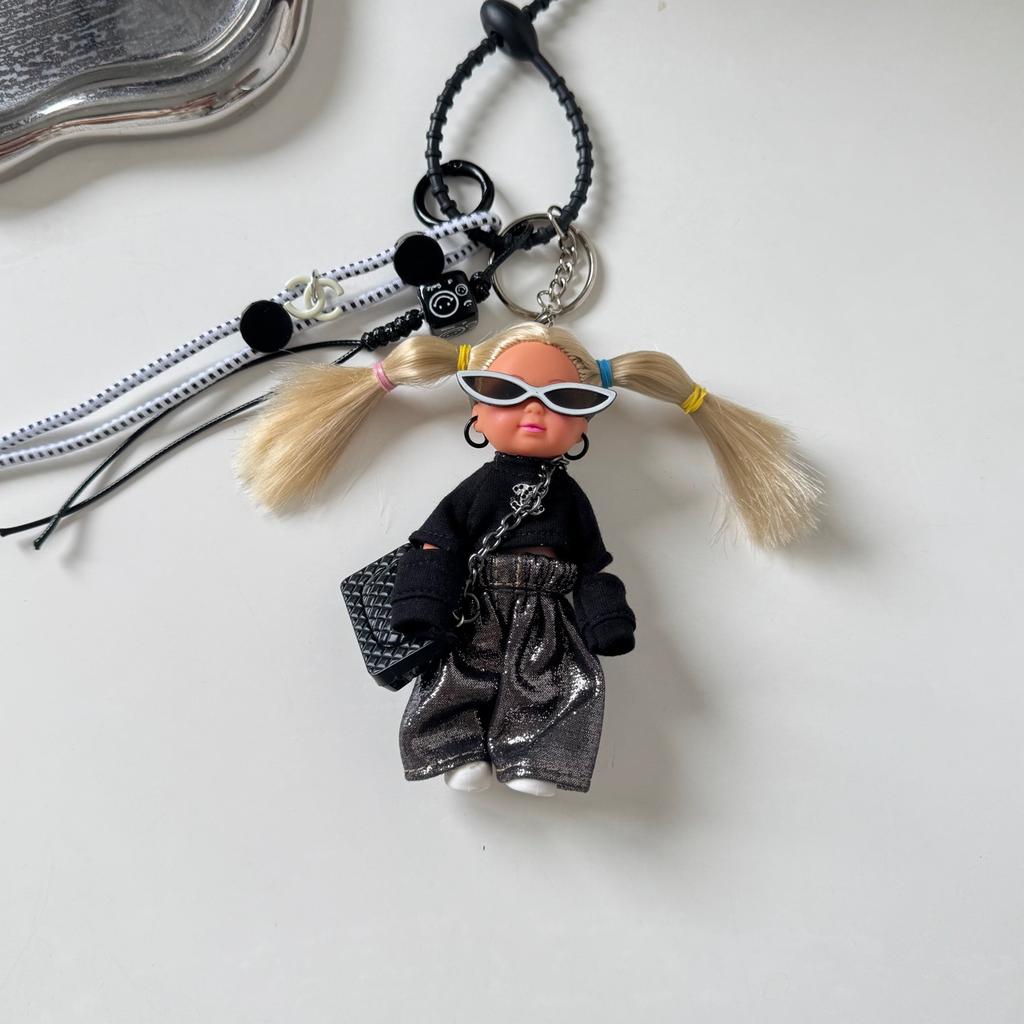 Trendy Sunglasses Sweet Cool Silicone Doll Bag Decorative Pendant Retro Keychain