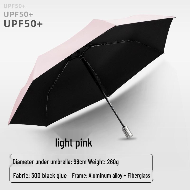 PARACHASE Ultralight 7-Rib Automatic Umbrella with 30D Black Coating for UV Sun Protection
