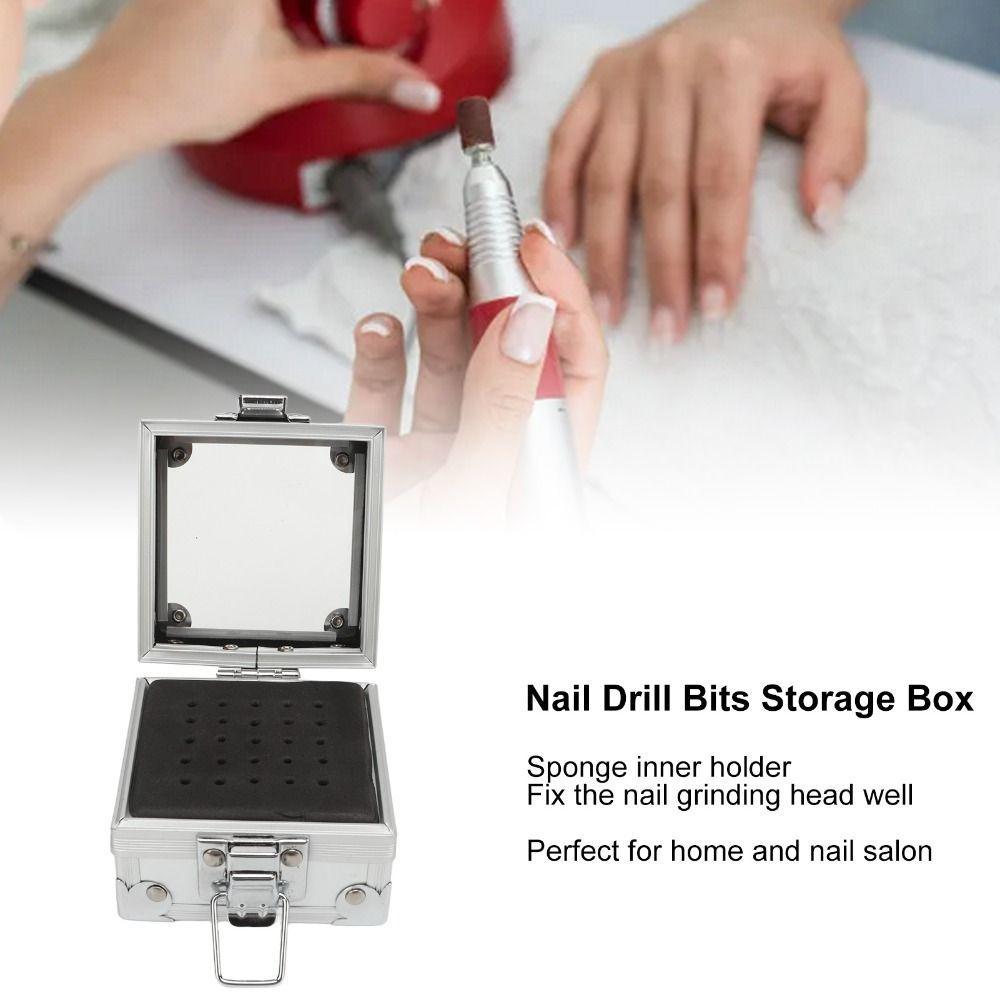 Nail Art Display Nail Drill Bits Container 25 Holes Nail Grinding Bits Organizer  Manicure Salon