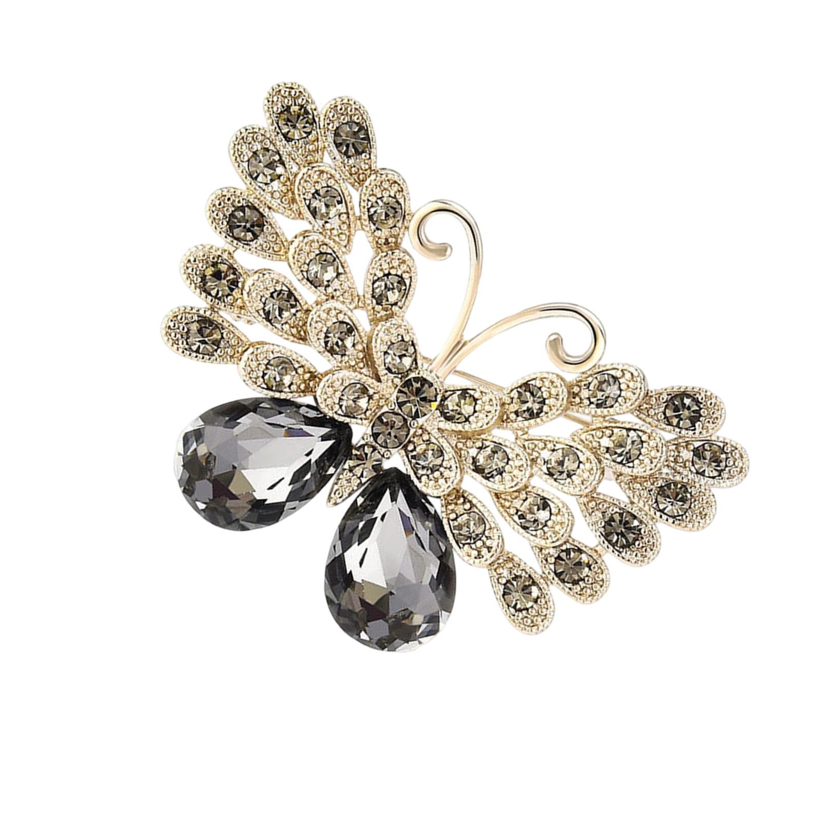 

Shimmering Rhinestones Butterfly Pin Fashionable Animal Badge Clothes Accessory Casual Wear Decoration For Ladies золотой