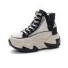 Mesh high-top dad shoes summer new leather thick-soled small hollow breathable casual shoes