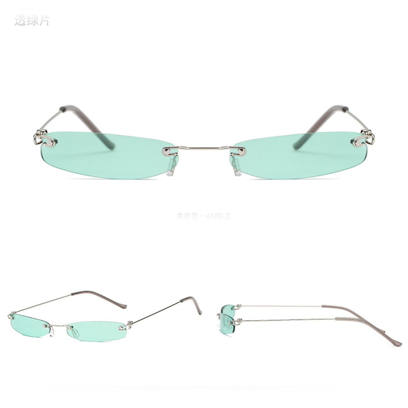 

Women Man Vintage Transparent Small Frame Sunglasses Retro Eyewear Fashion One Size зелений