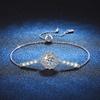 S925 Sterling Silver Adjustable Sunflower Bracelet with Moissanite, D Color, 1 Carat for Women