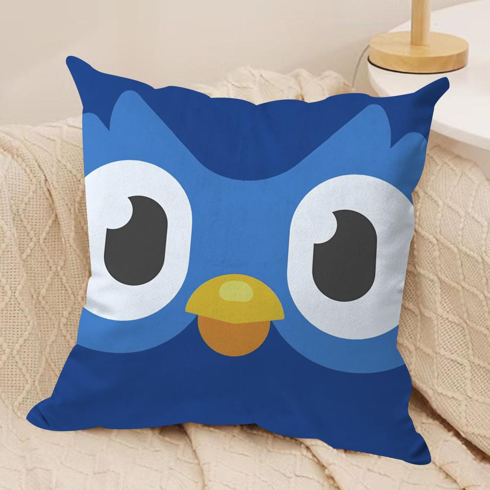 Cute DDuolingos Cushion Cover Silky Short Plush Sofa Pillow Cover Hidden Zipper Soft Dustproof Case for Home Decor