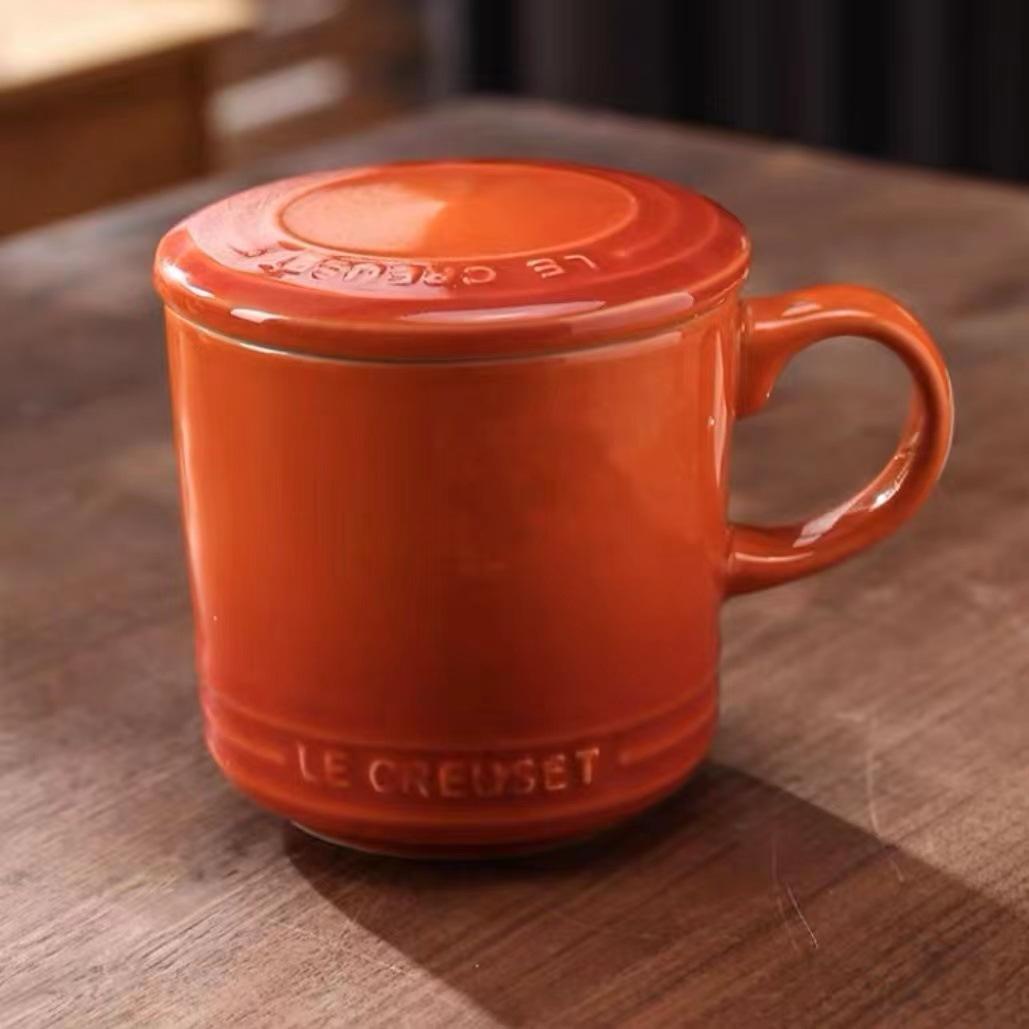 

Light luxury stoneware mug with lid, multi-color optional non-slip and durable, home breakfast cup, office coffee 300ml