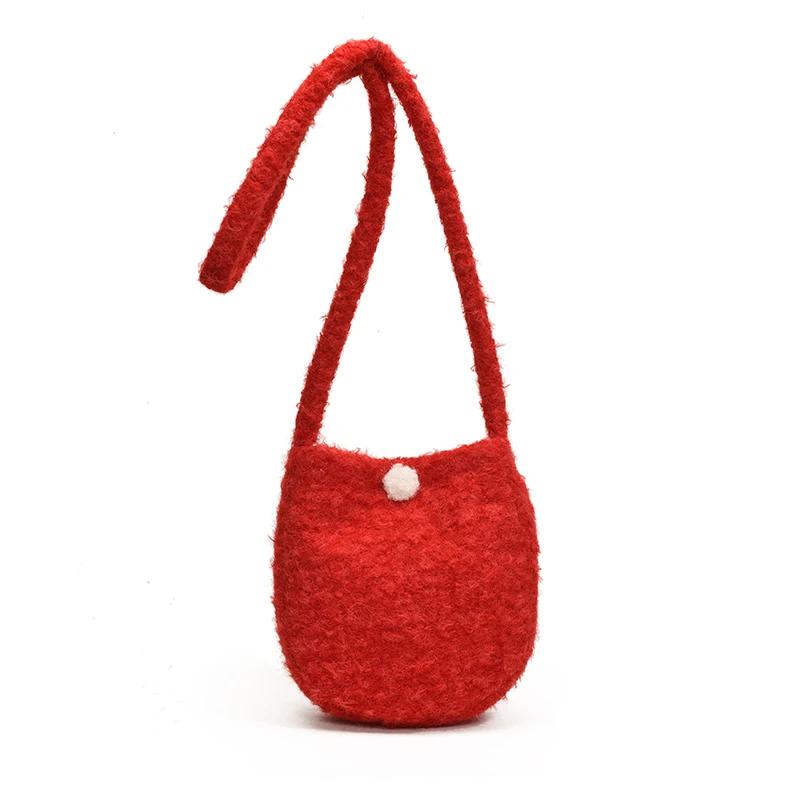 

Fashion Solid Color Soft Youth Cotton Fabric Sweet Shoulder Bags Styles Autumn and Winter Casual Simplicity Crossbody Bags