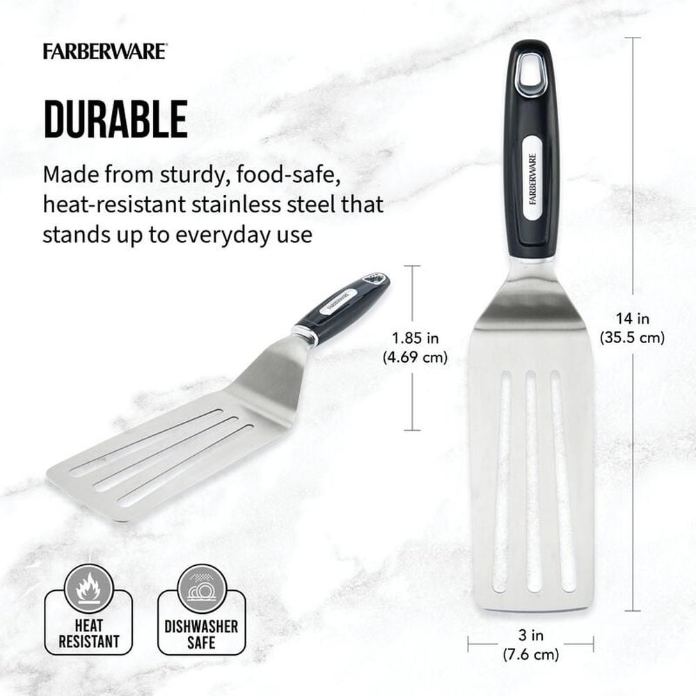 Oversized Stainless Steel Turner Spatula Professional Kitchen Tool Heat Resistant Slotted Head Dishwasher Safe Cooking Utensil