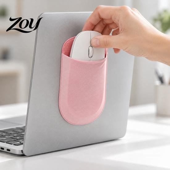 Stretchable Mouse Case for Notebook Wireless Sleeve Pouch, Self Adhesive Universal Storage Library Pouch Students Bag, Lycra Fabric Large Opening