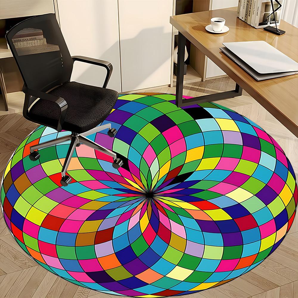 1pc Colorful Sphere Pattern Chair Carpet for Office Non-Slip, Machine Washable Rug for Office - Holiday DecorMachine Made yy251029093