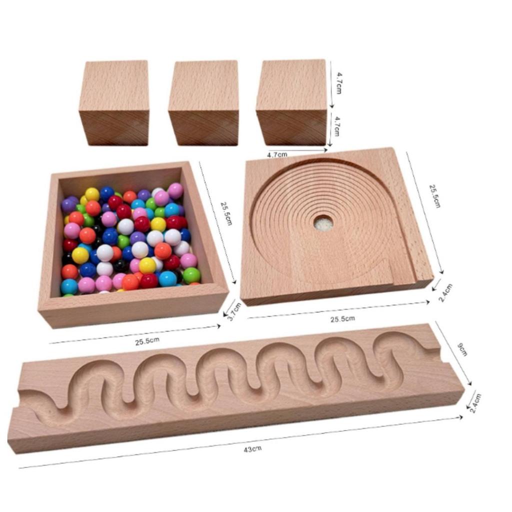 Marble Run with Wooden Blocks Educational Set for Preschoolers, Young Children,