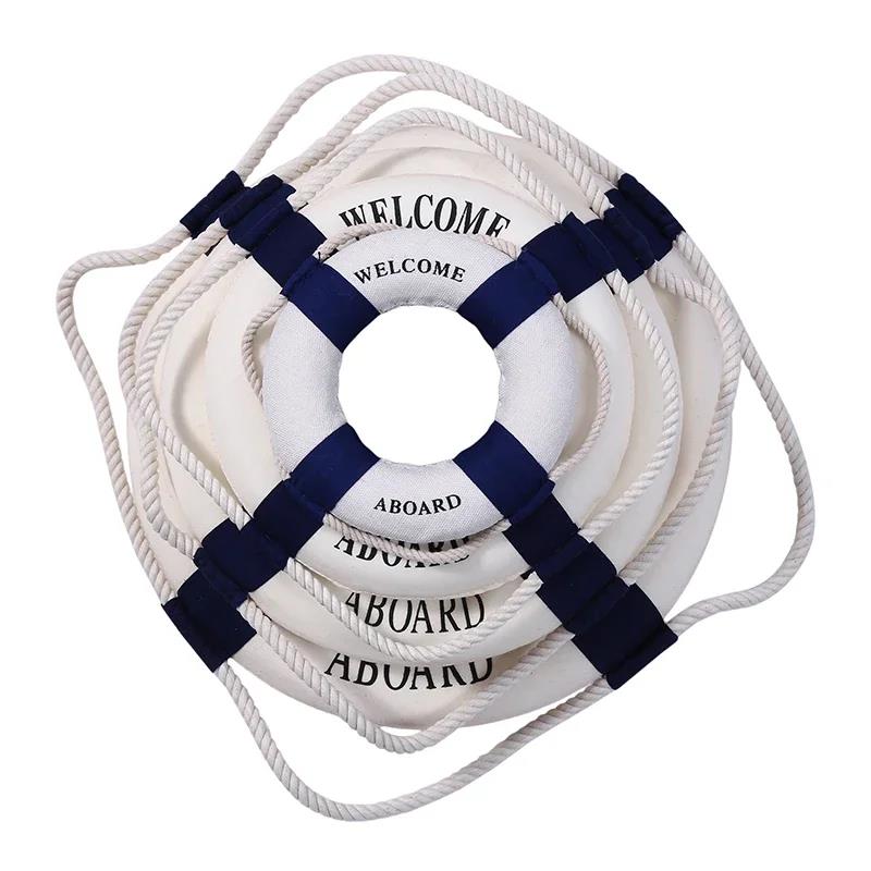 Nautical Style Welcome Decorative Red Blue Life Buoy Home Marine Beach Wall Decoration Crafts Living Room