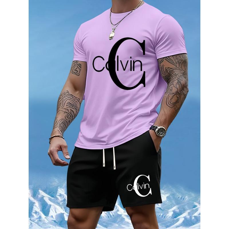 Men's summer T-shirt two-piece fashionable casual short-sleeved versatile suit