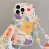 Blumen-Handyhülle für Motorola Moto G84 Edge 50 Pro Fusion Ultra G14 G24 G34 G22 G15 E13 Hülle mit Blumen-Handgelenkband Lanyard