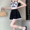 Women's Trendy Korean Lace Trim High Waist Shorts