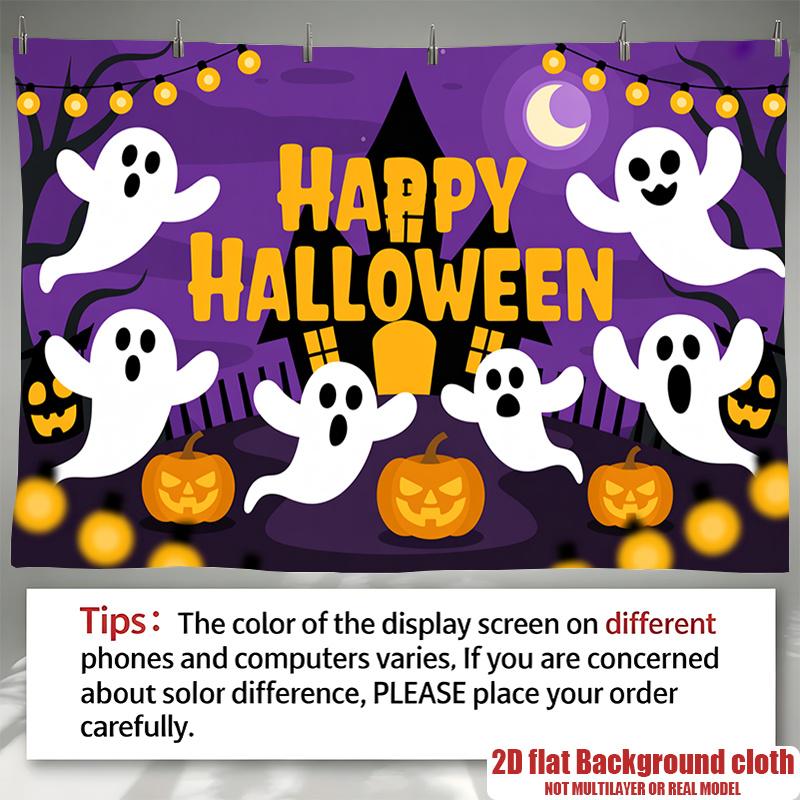 Party Backdrop Halloween Moon Flat Witch Pumpkin Event Photo Background Party Decor