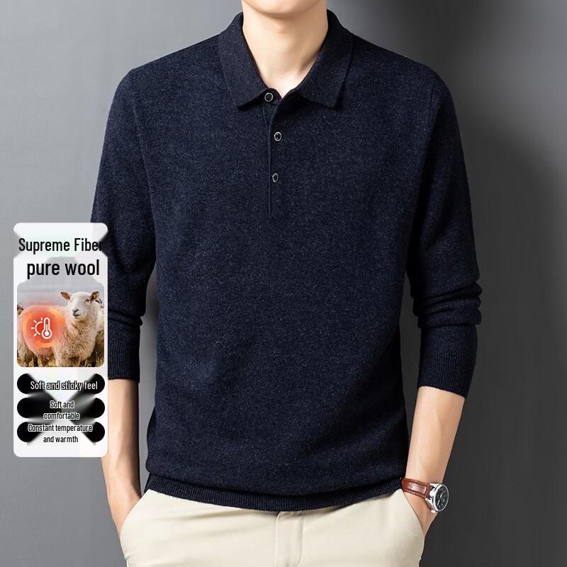 Hengyuanxiang Men's Pure Wool Turtleneck Sweater