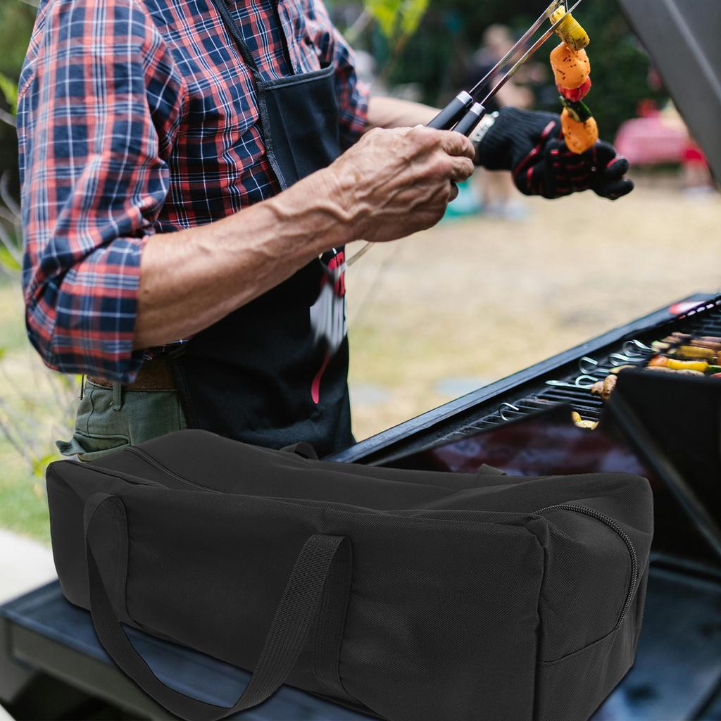 Oxford Cloth Heavy Duty Bbq Tool Storage Bag Portable Grill Utensil Organizer Zipper Outdoor Camping Kitchenware Storage