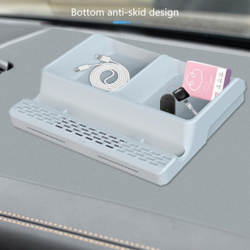 Multifunctional Non Slip Car Dashboard Phone Mount Holder Rack with Parking Number Plate Organizer Storage Box Container