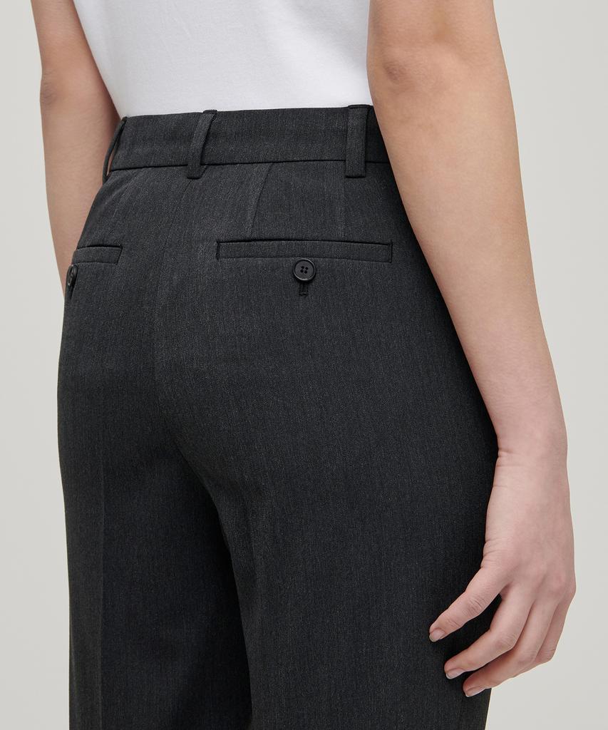 MUSINSA STANDARD WOMAN Women'S Slim Straight Hidden Elastic Waist Slacks [Charcoal Gray]