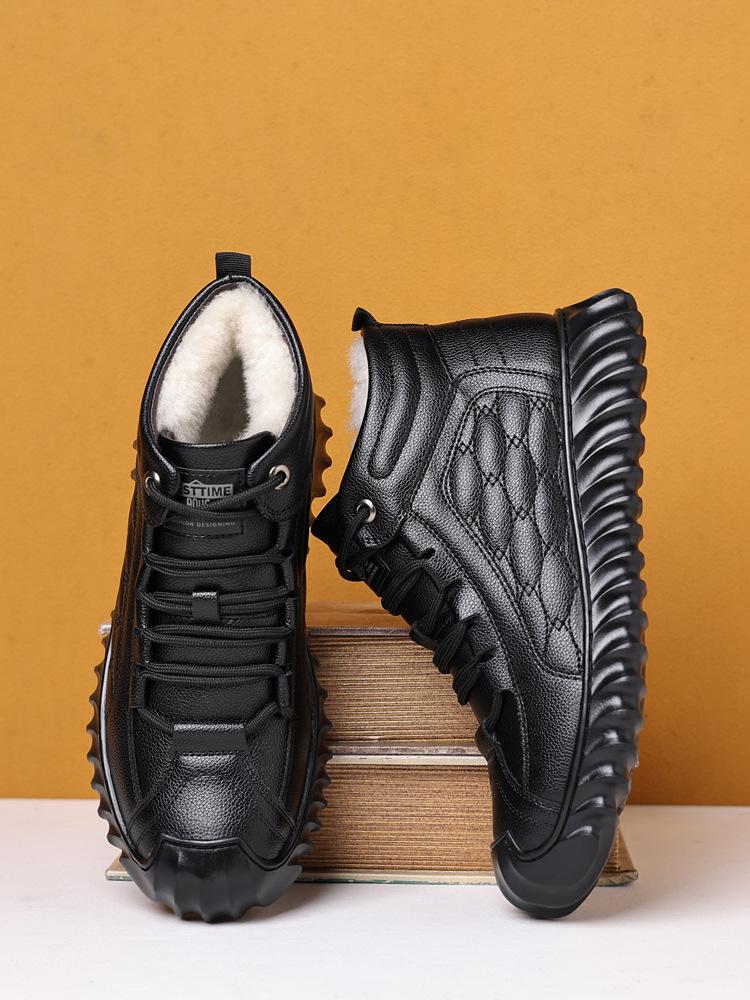 

Первый слой коровьей кожи европейская шерсть зимний бархат теплые утолщенные повседневные высокие хлопковые кожаные туфли зимние ботинки 38