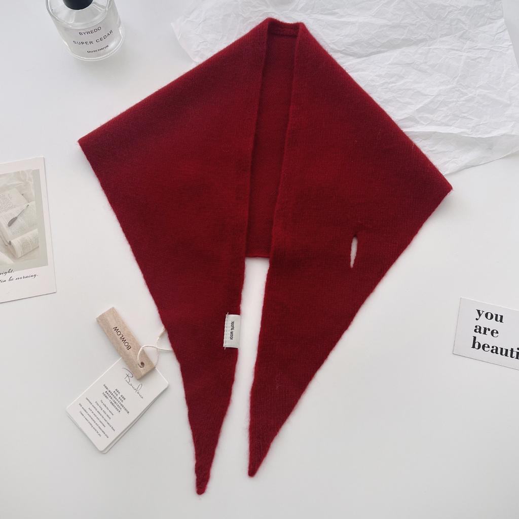 New Korea Styles 100% Wool Knitted Triangular Scarf Women Winter Warm Decorate Headscarf Shawl Neckerchief Hijab Pashmina
