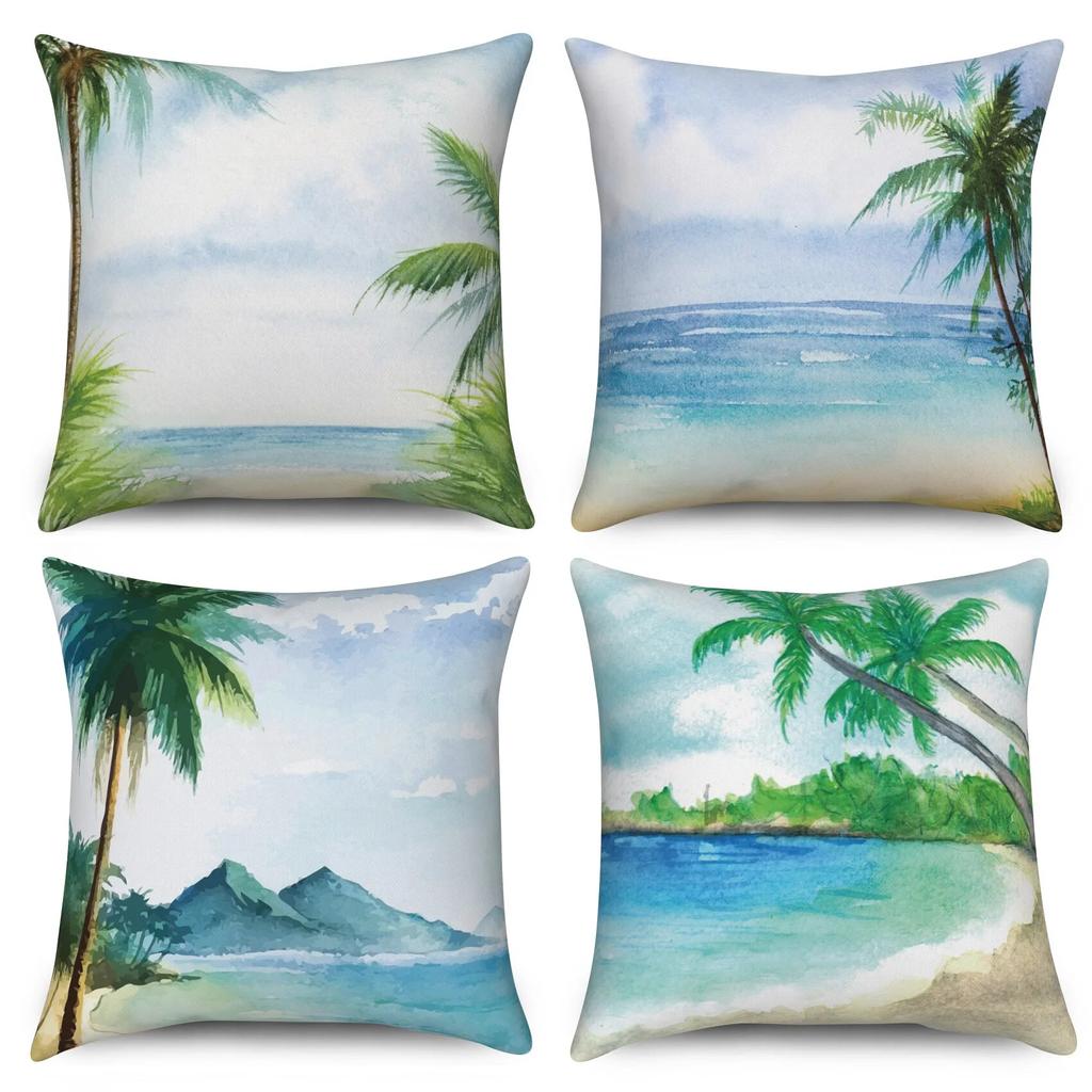 Modern Sofa Square Pillowcase Home Decor Hawaiian Scenery Throw   Cushion Cover