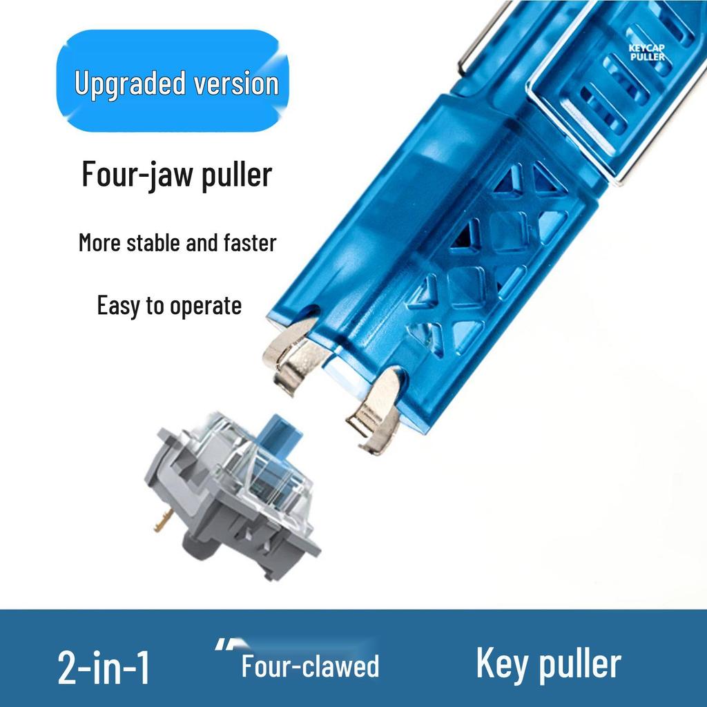 2-in-1 Four-Claw Stem and Keycap Puller for Hot-Swappable Mechanical Keyboards