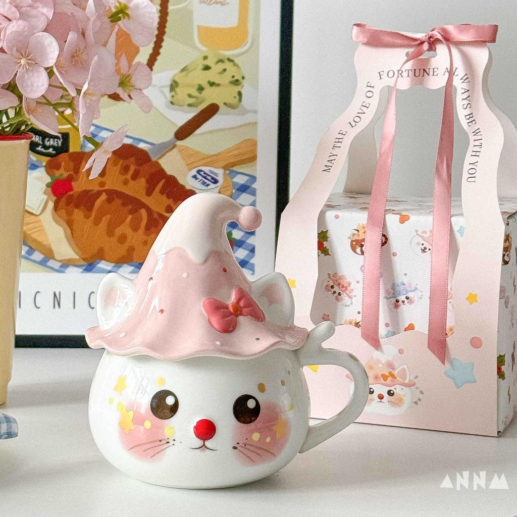 Birthday Gifts Mugs with LIDS Ceramic Cups. Halloween Gifts Christmas Water saving Cups Cute Ghost Cups for Girls