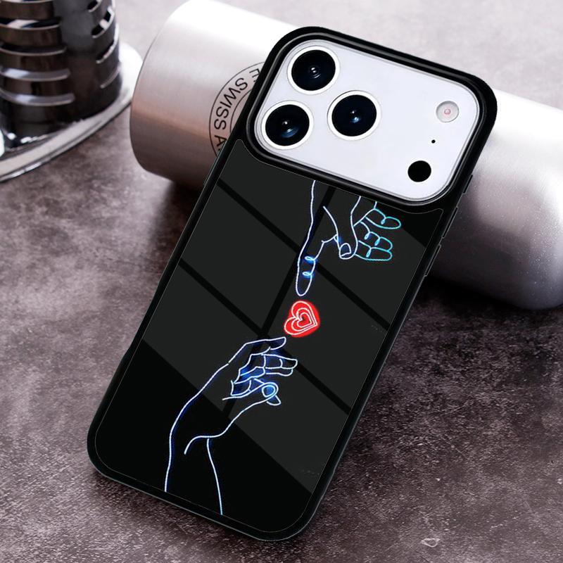 Hand Holding Moon Finger Heart Phone Case for iPhone 17 16 15 Pro Max Air 14 13 12 11 Plus Shockproof Cover