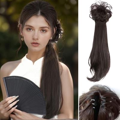 LISI HAIR  Synthetic Claw Clip In Ponytail New Chinese Style Ponytail Low Braid Hairstyle One-Piece For Women Daily Wear