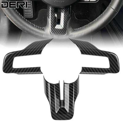 3 adet karbon Fiber direksiyon kılıfı Trim Ford Mustang 2015 için 2016 2017 2018 2019 araba aksesuarları iç dekorasyon