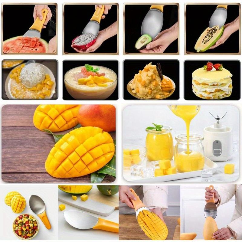 Stainless Steel Mango Slicer , Easy Peel,Slice, Perfect Kitchen Tool for Fresh Mango Slices, Fruit Peeler,Core Remover,Ideal for Baking