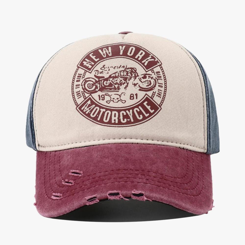 Unisex Retro Gewaschene Buchstaben Motor Aufdruck Baseballkappe Verstellbarer Sonnenhut Frühling Sommer Outdoor Sonnenschutz