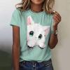 Summer Round Neck 3D Animal Cat Print Top Fashionable Casual Short Sleeved Women's T-shirts