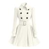 Winter Ladies Casual Long Double-breasted Woolen Coat Solid Color Long Sleeve Jacket for Female