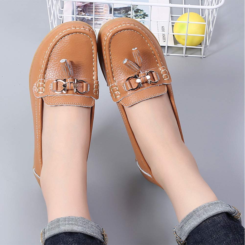 Nomioce Genuine Soft and Mom Nurse Casual Driving Size Women's Moccasins, Loafers, Pumps, Flats, Slip-On Sandals, Leather, Comfortable, Shoes, Shoes,