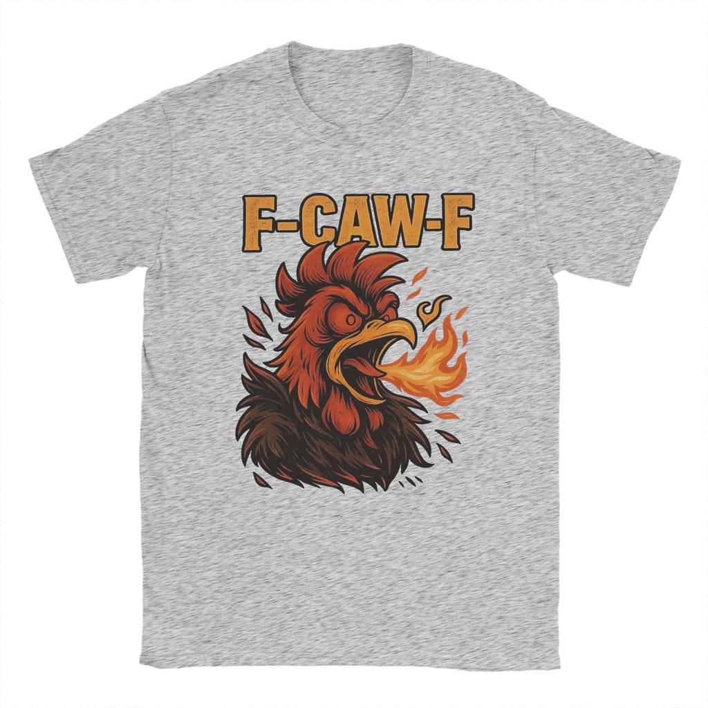 F-CAW-F Funny Rooster Meme  Hilarious Chicken Men's T Shirts Fashion Tees Short Sleeve O Neck T-Shirts 100 Cotton 6XL Clothes