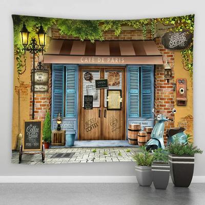 Italienische Landstadt Straße Vintage Stil Wandteppich Landschaft Wandteppich Dekor Hippie Wandbehang Wandteppich Schlafzimmer Decke